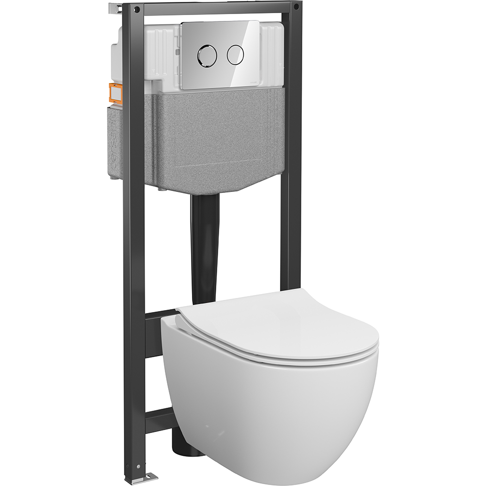 CERSANIT GARDA SYSTEM 50 pneumatisches Unterputz-Set, Becken, Brett, Chromknopf S4015-001