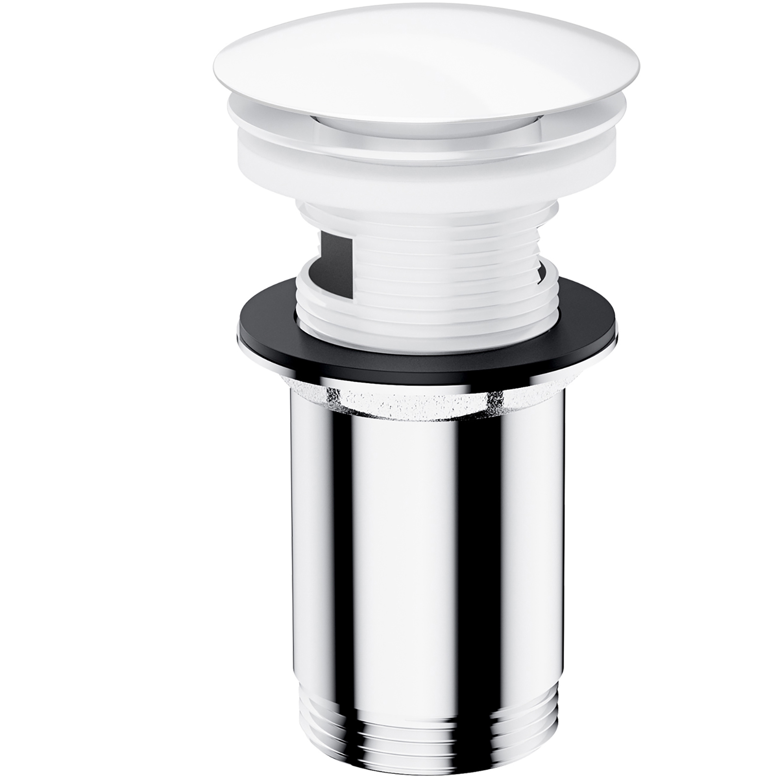 OMNIRES CLICK-KLAK-Stopfen für Waschbecken mit überlaufendem weißem Glanz A706BP