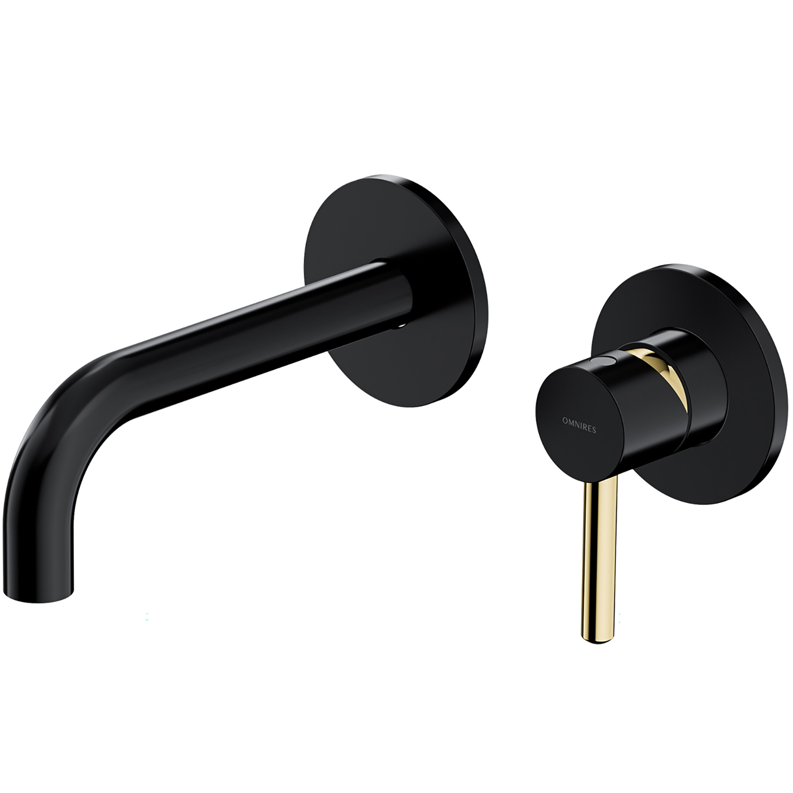 OMNIRES Waschbeckenwasserhahn Y flach montiert schwarz und golden Y1215HBLGL