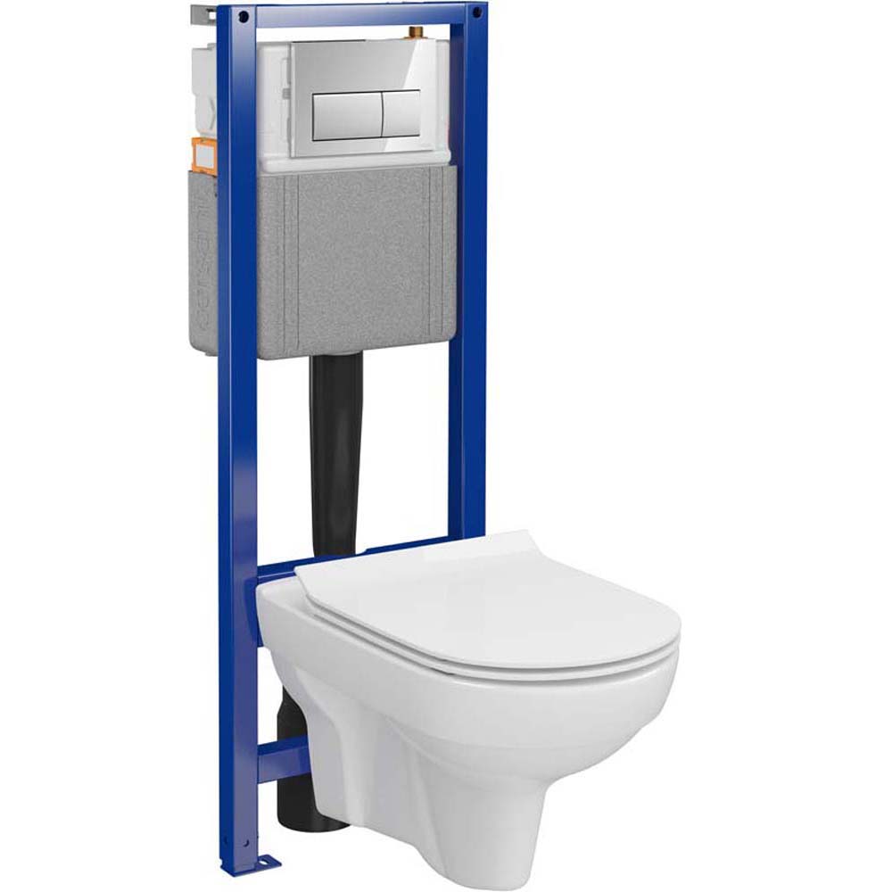 CERSANIT CROMO SYSTEM 40 mechanisches Unterputz-Set, CITY Becken, Sitz, Druckknopf S701-827