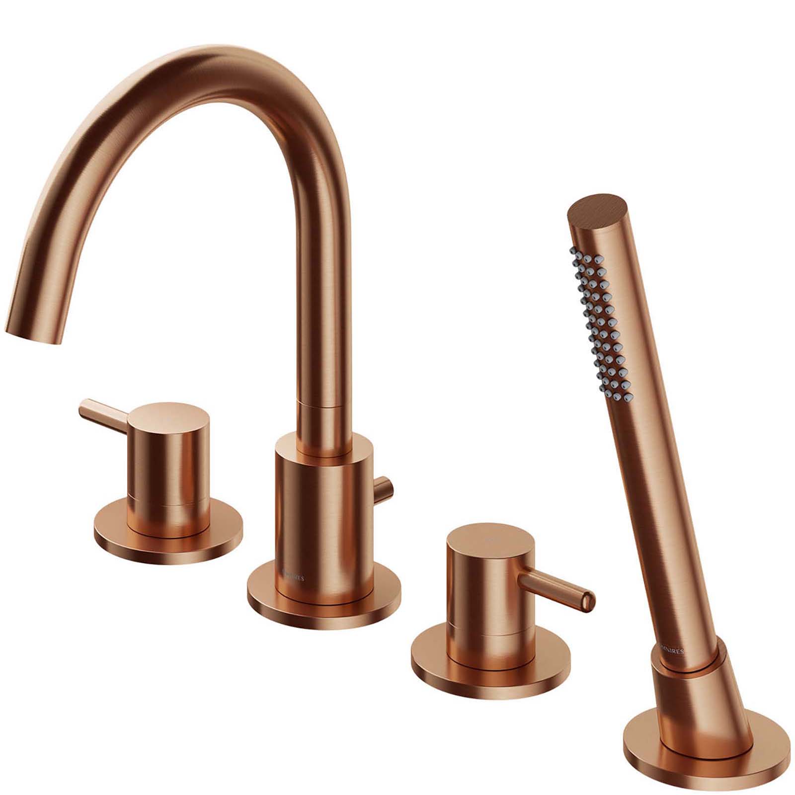 OMNIRES Badewannenwasserhahn Y 4-Loch gebürstetes Kupfer Y1232CPB