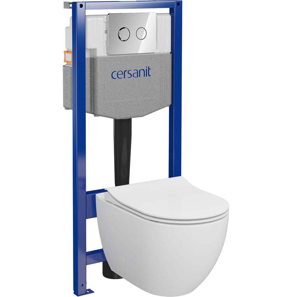 CERSANIT GARDA SYSTEM 50 pneumatisches Unterputz-Set, Becken, Sitz, Chromknopf S701-770