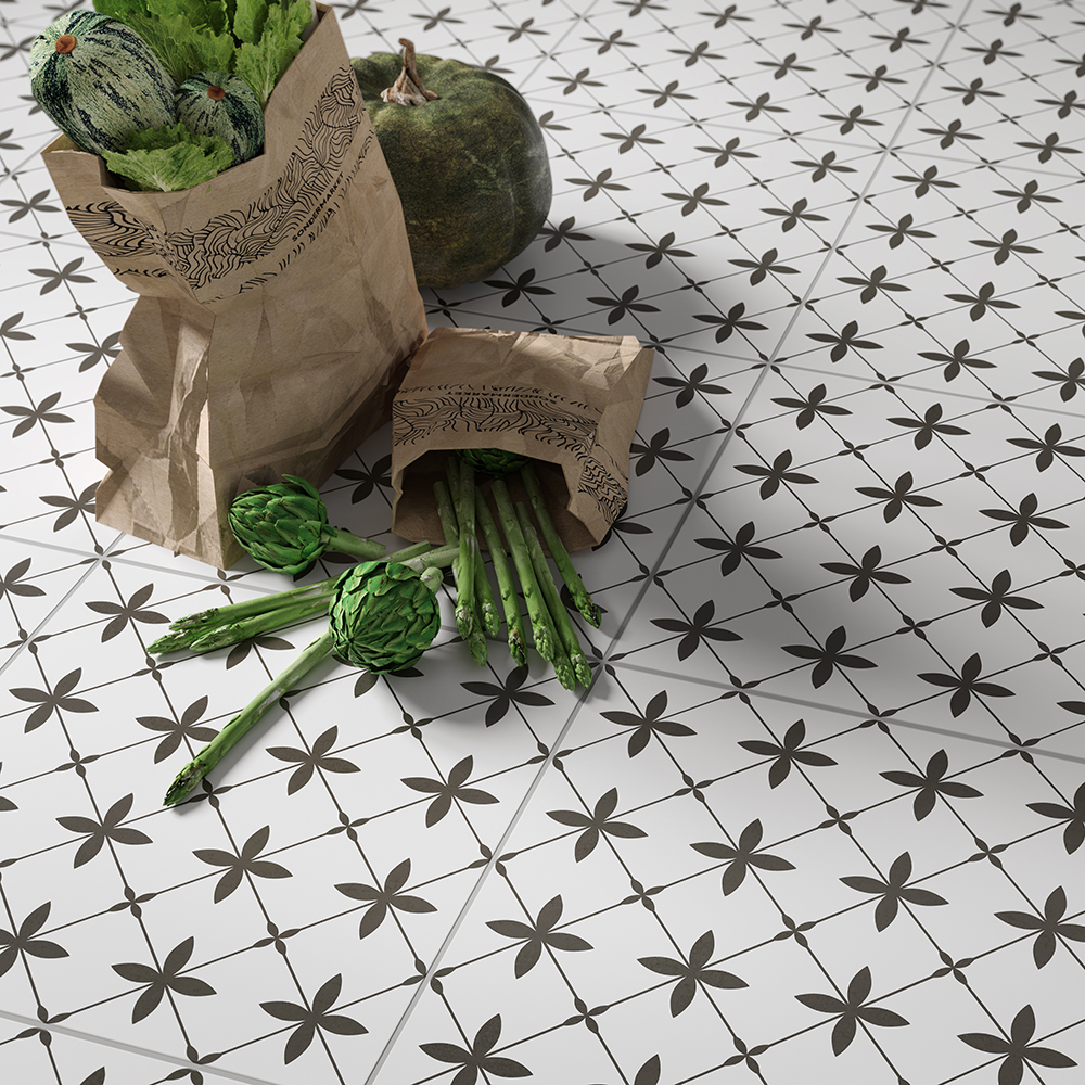 BODENFLIESE PATCHWORK CLOVER SCHWARZ PATTERN SATIN 29,8X29,8 CERSANIT BODENFLIESE PATCHWORK CLOVER SCHWARZ PATTERN SATIN 29,8X29,8 CERSANIT