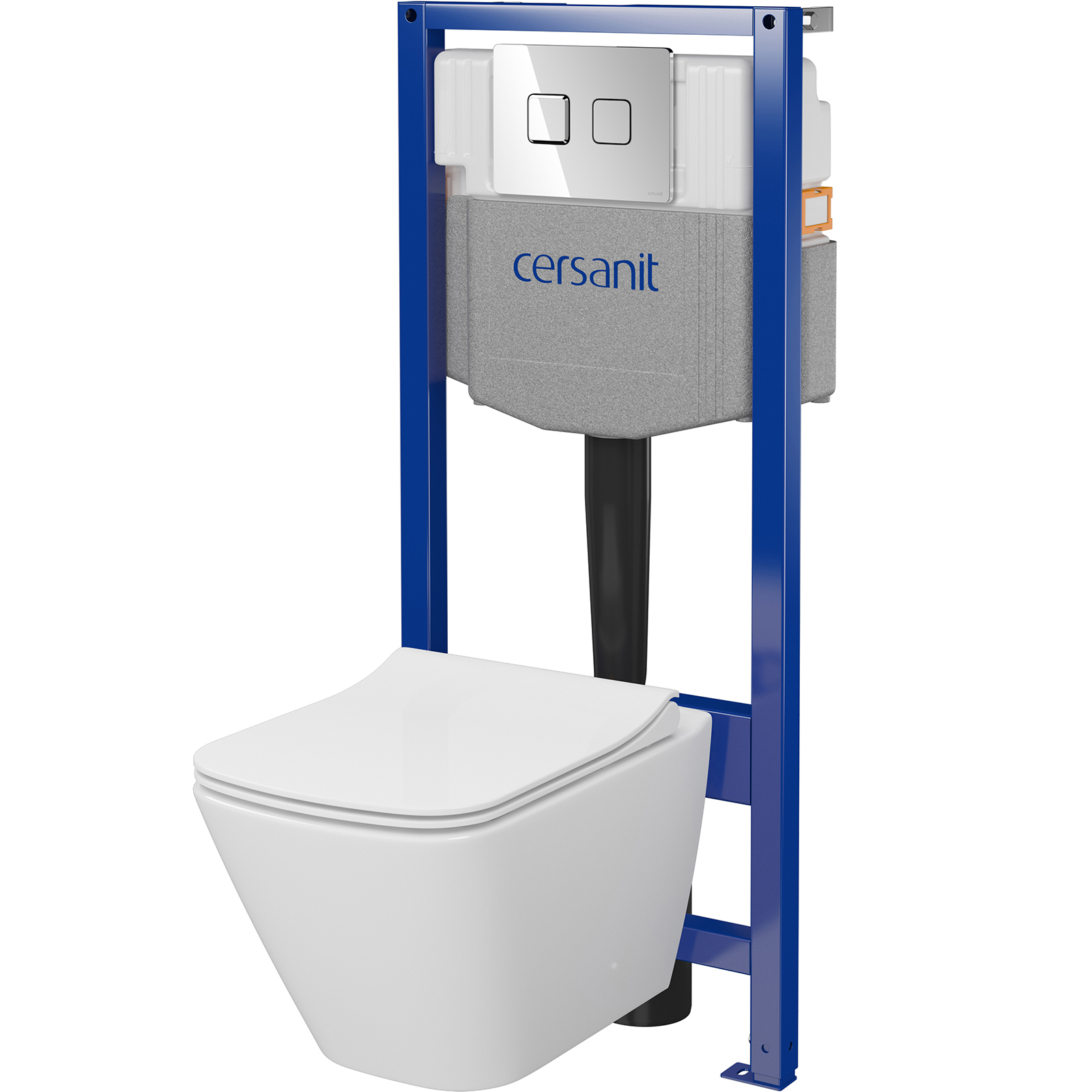 CERSANIT SYSTEM 50 pneumatisches Unterputz-Set, CITY Becken, Brett, Chromknopf S701-776