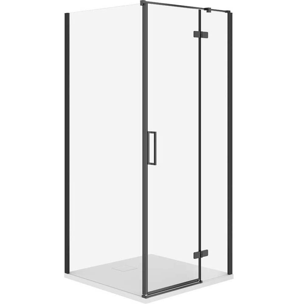 CERSANIT JOTA Duschkabine rechts schwarz 90x90 mit Duschwanne TAKO slim weiß S601-170