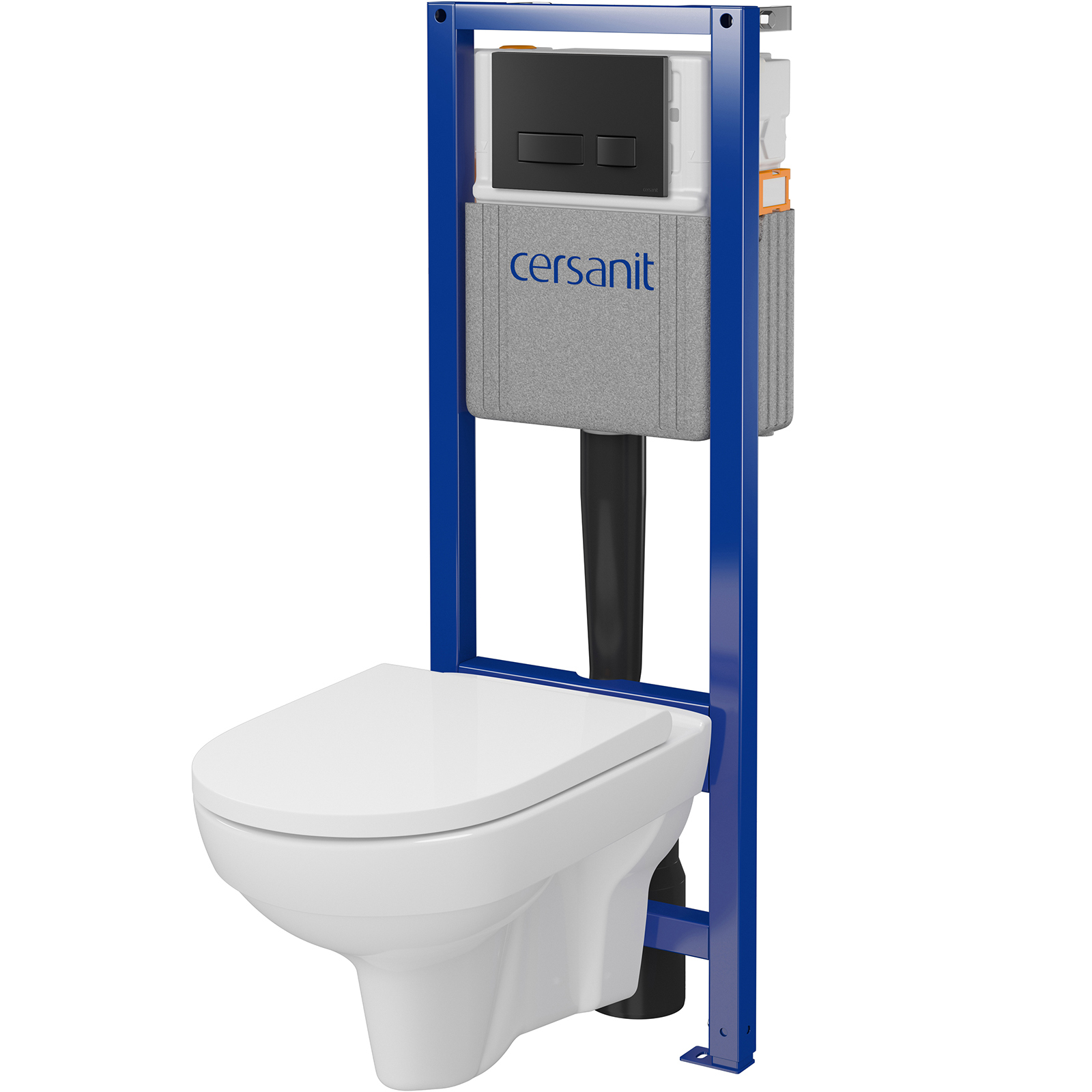 CERSANIT SYSTEM 40 mechanisches Unterputz-Set, CITY Becken, Brett, schwarzer Knopf S701-773