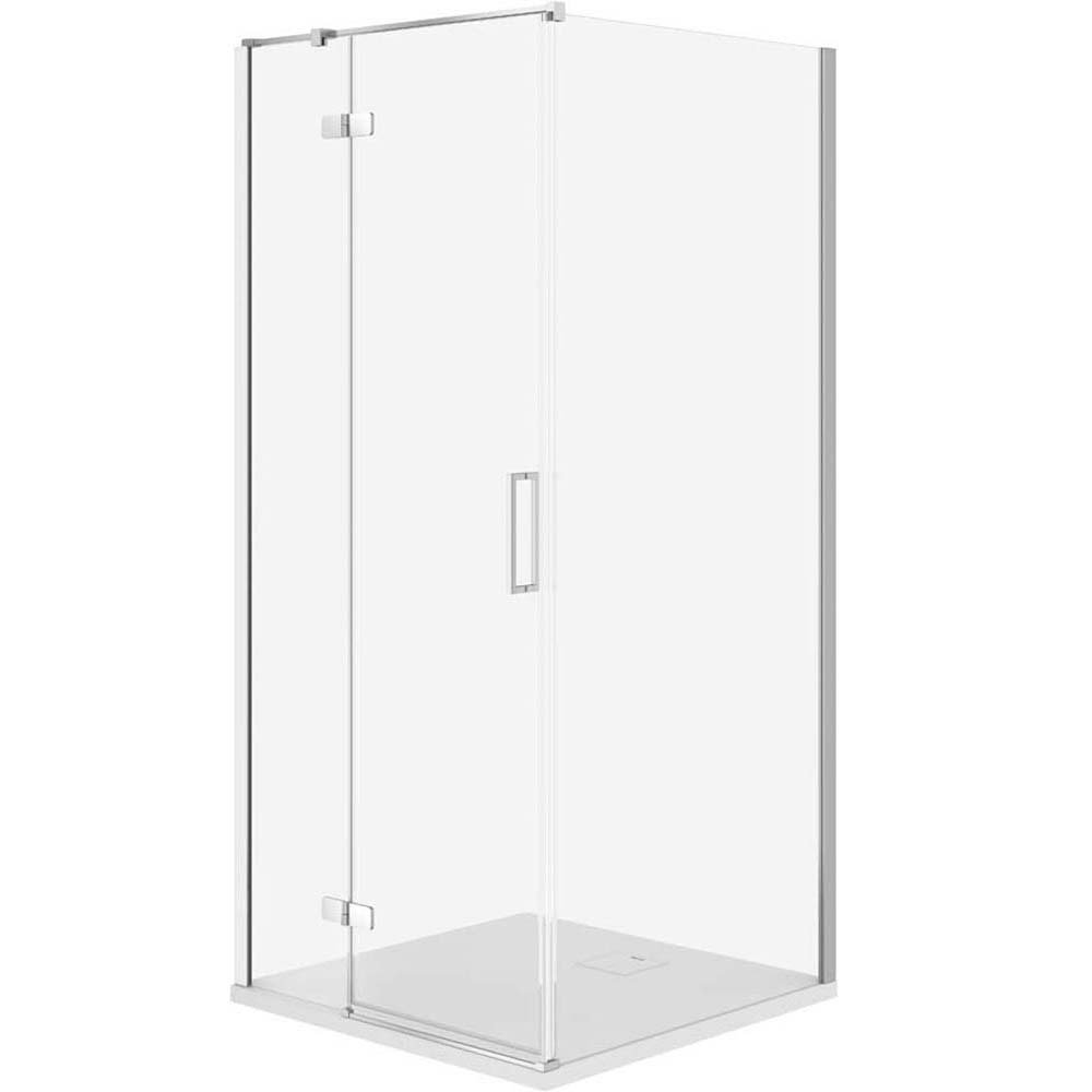 CERSANIT JOTA Duschkabine links chrom 80x80 mit Duschwanne TAKO slim weiß matt S601-151