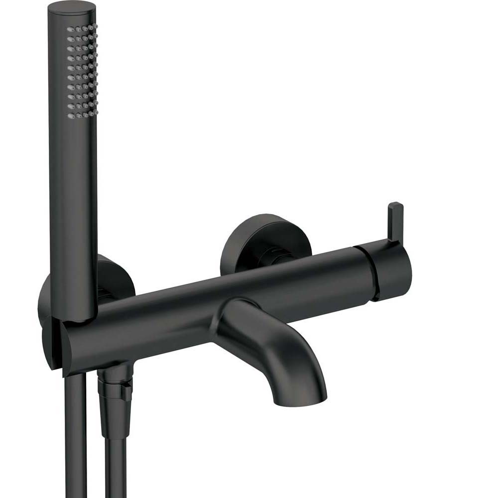 DEANTE SILIA wandmontierter Badewannenhahn mit schwarzem Duschset BQS_N11M