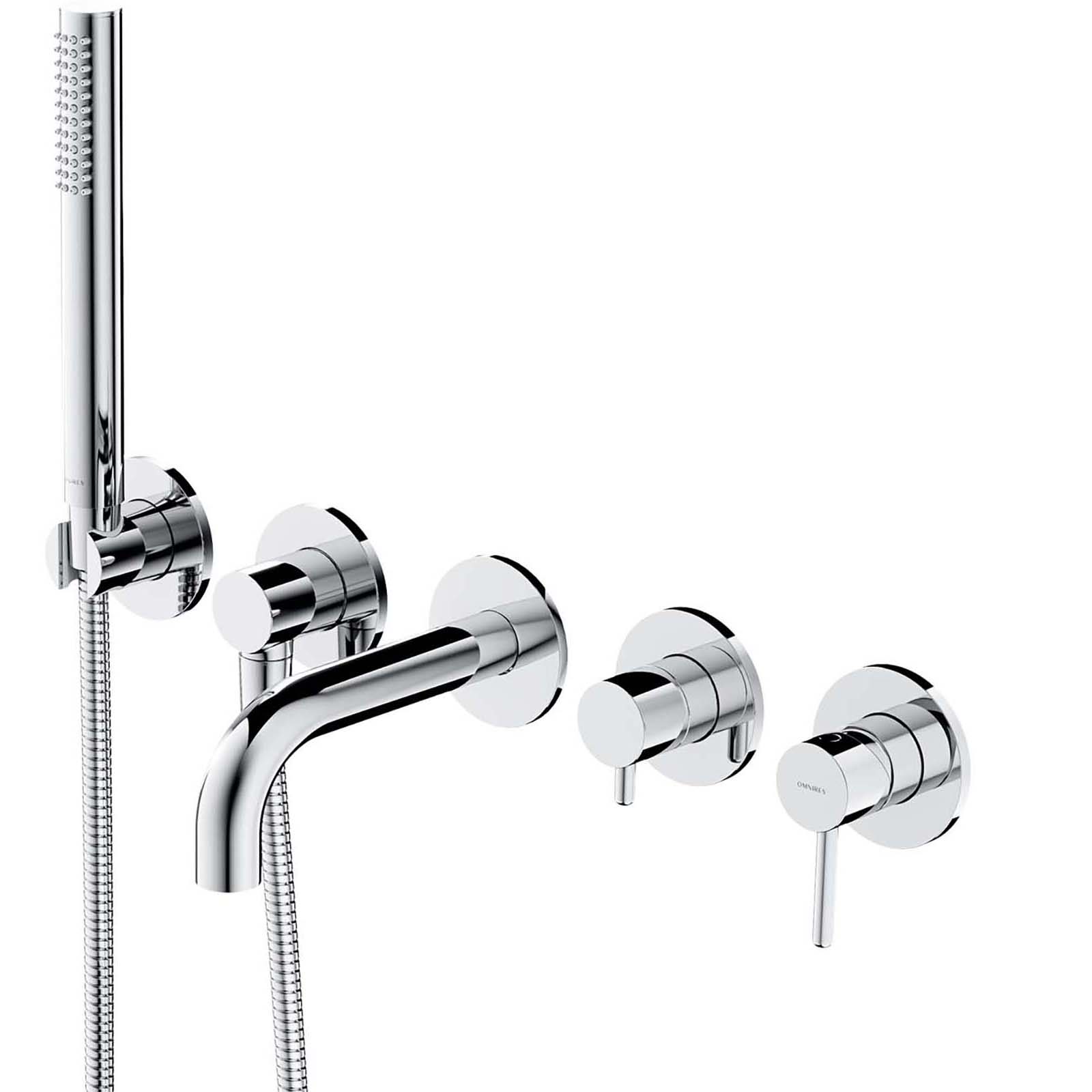 OMNIRES Y 5-Loch-Wasserhahn für die Badewanne mit kurzem Ausguss und Chromglanz Y1237-1SCR