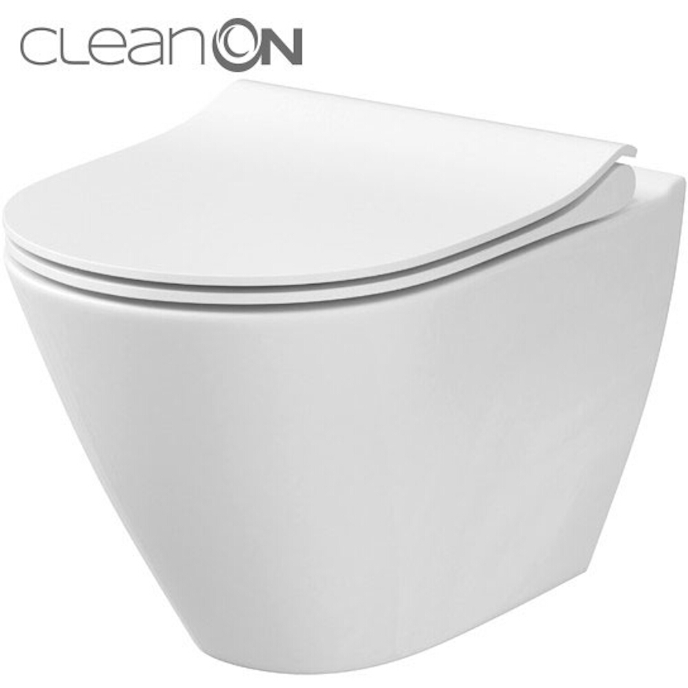 CERSANIT Wandhängende WC-Schüssel CITY OVAL NEW rechteckiger Duroplast-Sitz, antibakterieller langsamer Fall, einfache Entriegelung K701-104