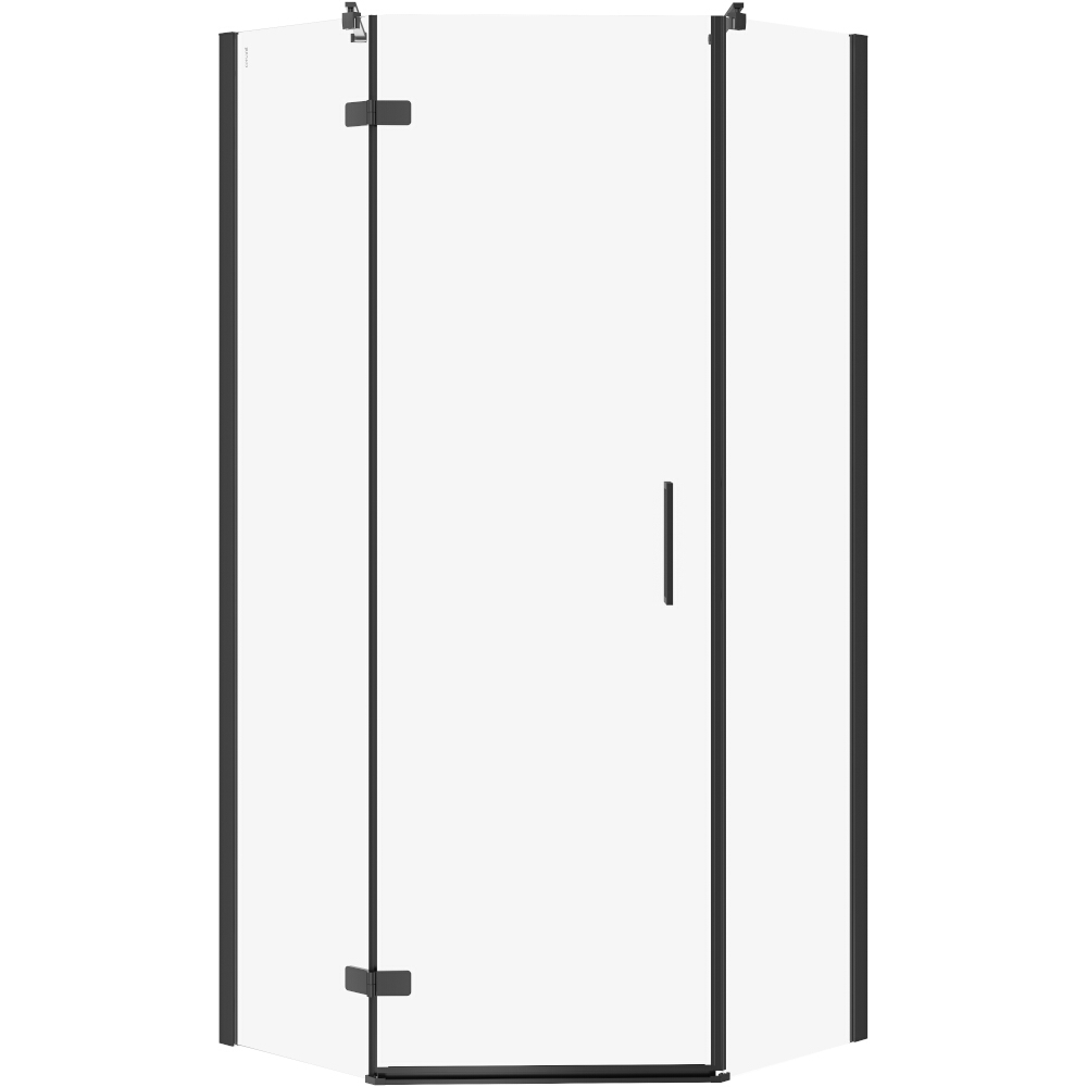 CERSANIT Fünfeckige Duschkabine JOTA links schwarz 90x90x195 transparentes Glas S160-016