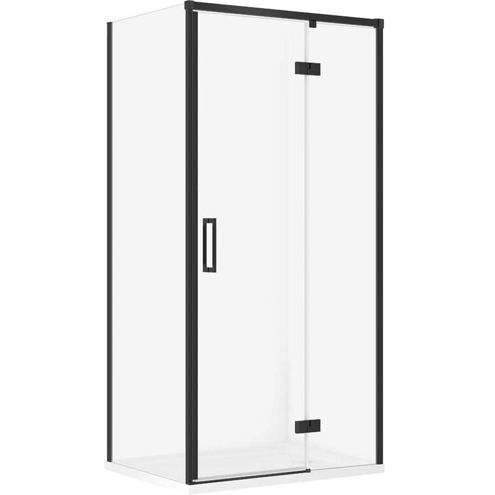 CERSANIT LARGA Duschkabine rechts schwarz 100x80 mit Duschwanne TAKO 100x80x4 weiß S601-340