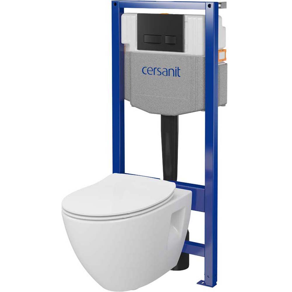 CERSANIT SYSTEM 50 mech Unterputz-Set, Moduo Plus Schale, Brett, Knopf schwarz matt S701-766