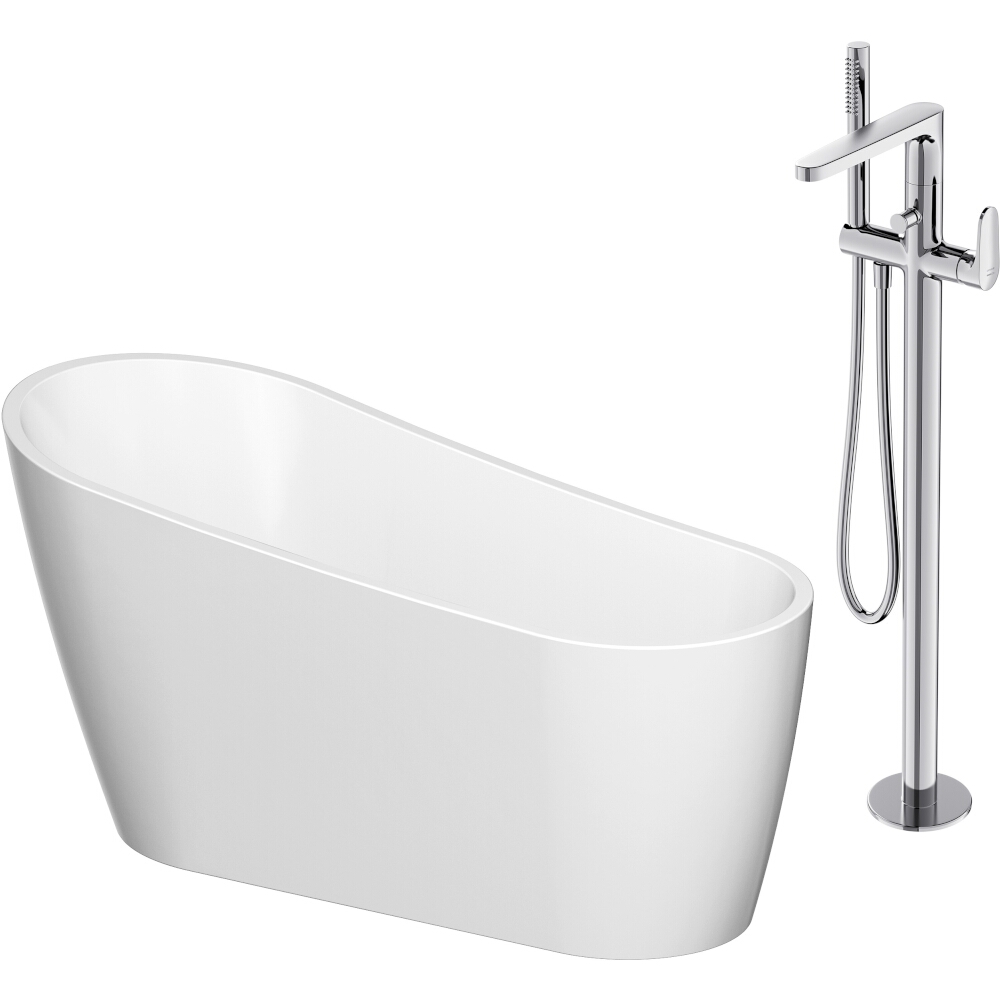 CERSANIT ZEN OVAL 167x72 freistehende Badewannengarnitur mit freistehender Armatur INVERTO S601-140