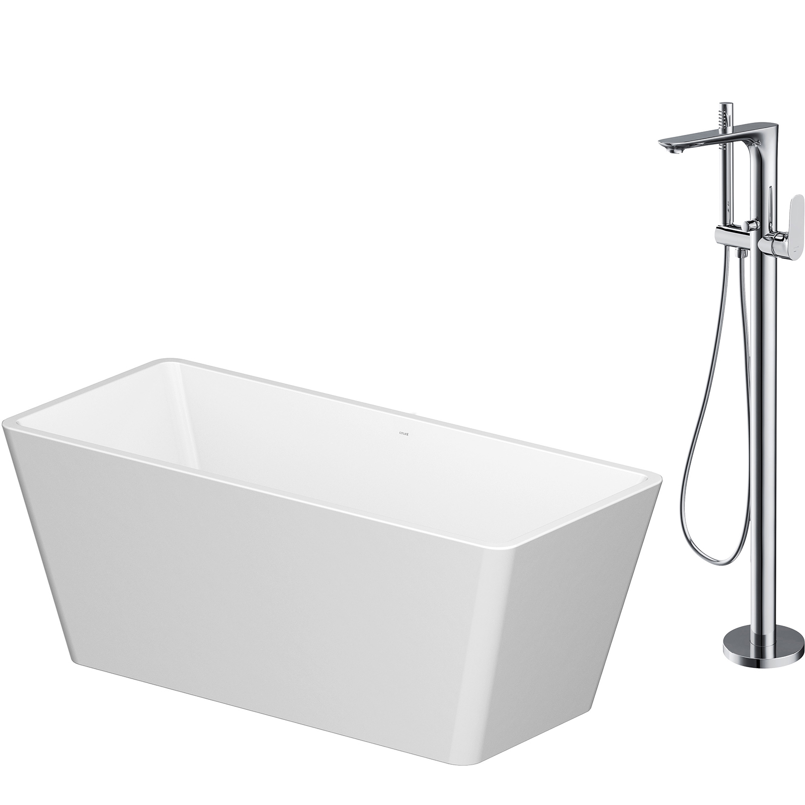 CERSANIT CREA rechteckige freistehende Badewannengarnitur 162x72 mit freistehender Armatur CREA S601-142