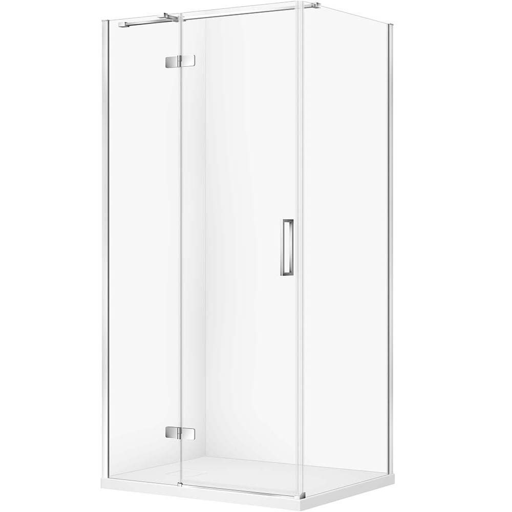 CERSANIT Set rechteckige Duschkabine JOTA links 100x80 chrom, Duschwanne TAKO SLIM weiß S601-423