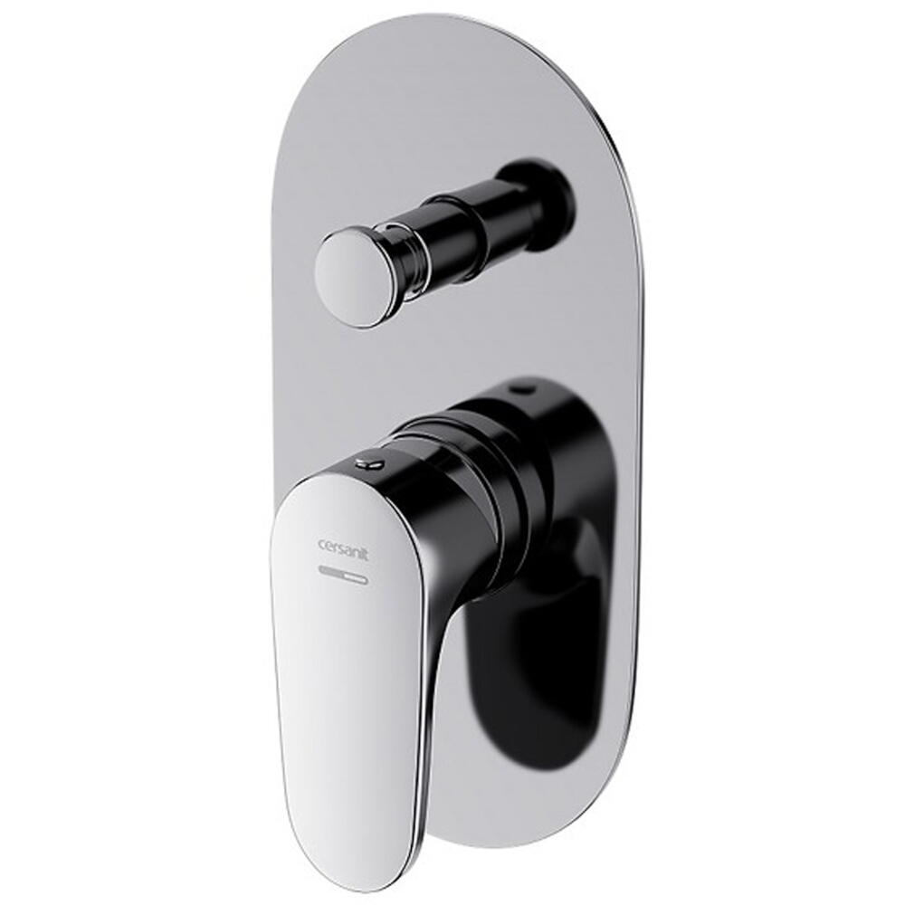 CERSANIT INVERTO Unterputz-Wannen- und Duscharmatur mit 2 in 1 Box chrom + schwarz S951-313