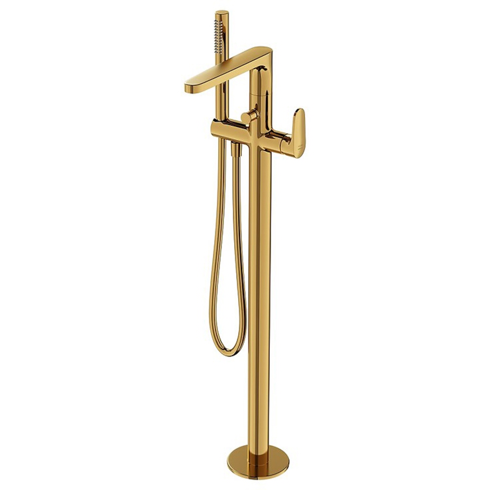 CERSANIT Freistehender Wannen- und Duschmischer INVERTO gold Griffe 2in1 gold S951-286