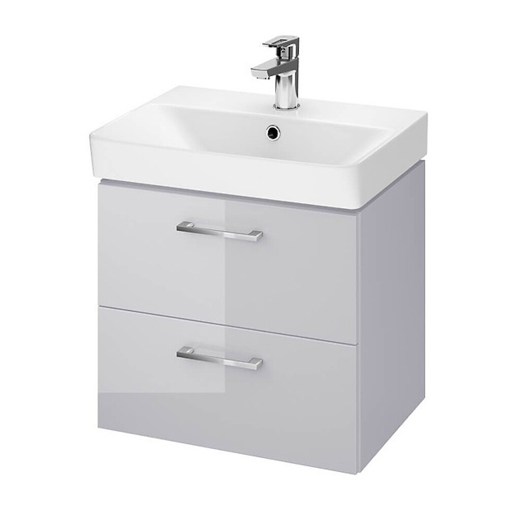 CERSANIT Unterschrank mit Waschbeckengarnitur SET b281 LARA MILLE slim 50 grau dsm S801-320-DSM