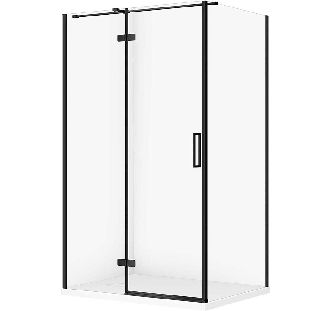 CERSANIT Set rechteckige Duschkabine JOTA links 120x90 schwarz, Duschwanne TAKO SLIM weiß S601-399
