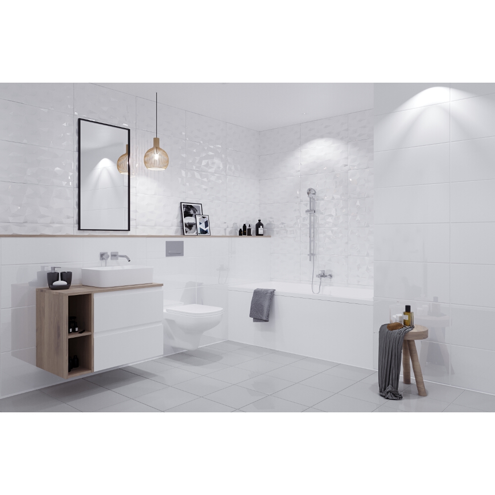 WANDFLIESE PEROUSO HONEY WEIß STRUCTURE GLÄNZEND 29,7X60 CERSANIT