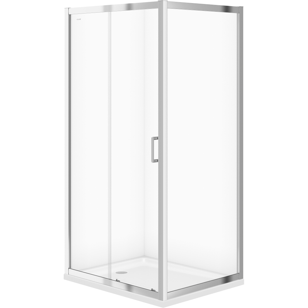 CERSANIT Duschkabine ZIP Chrom transparentes Glas 100x80x190 S154-003