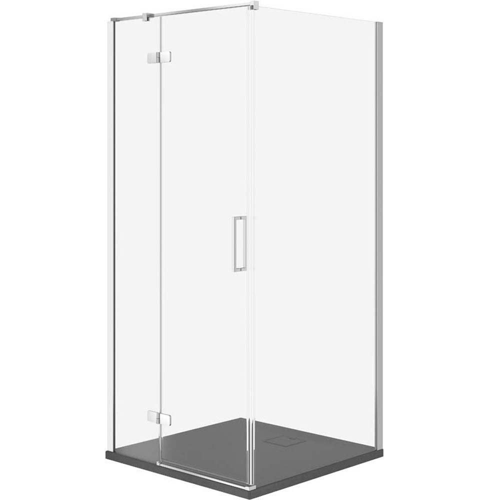 CERSANIT JOTA Duschkabine links chrom 90x90 mit Duschwanne TAKO slim grey matt S601-145