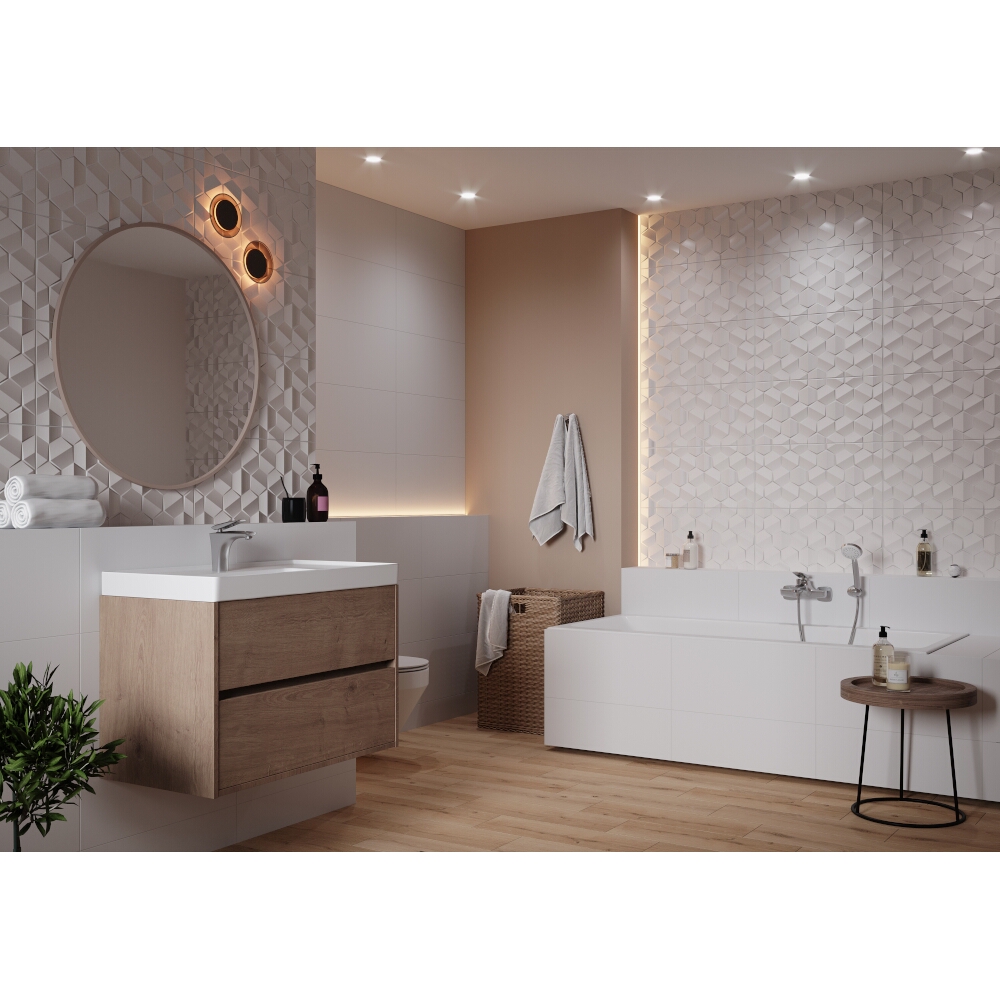 Wandfliese_ALTERIO_white_structure_hexa_glossy_rect_29,8x59,8 Wandfliese ALTERIO white structure hexa glossy rect 29,8x59,8