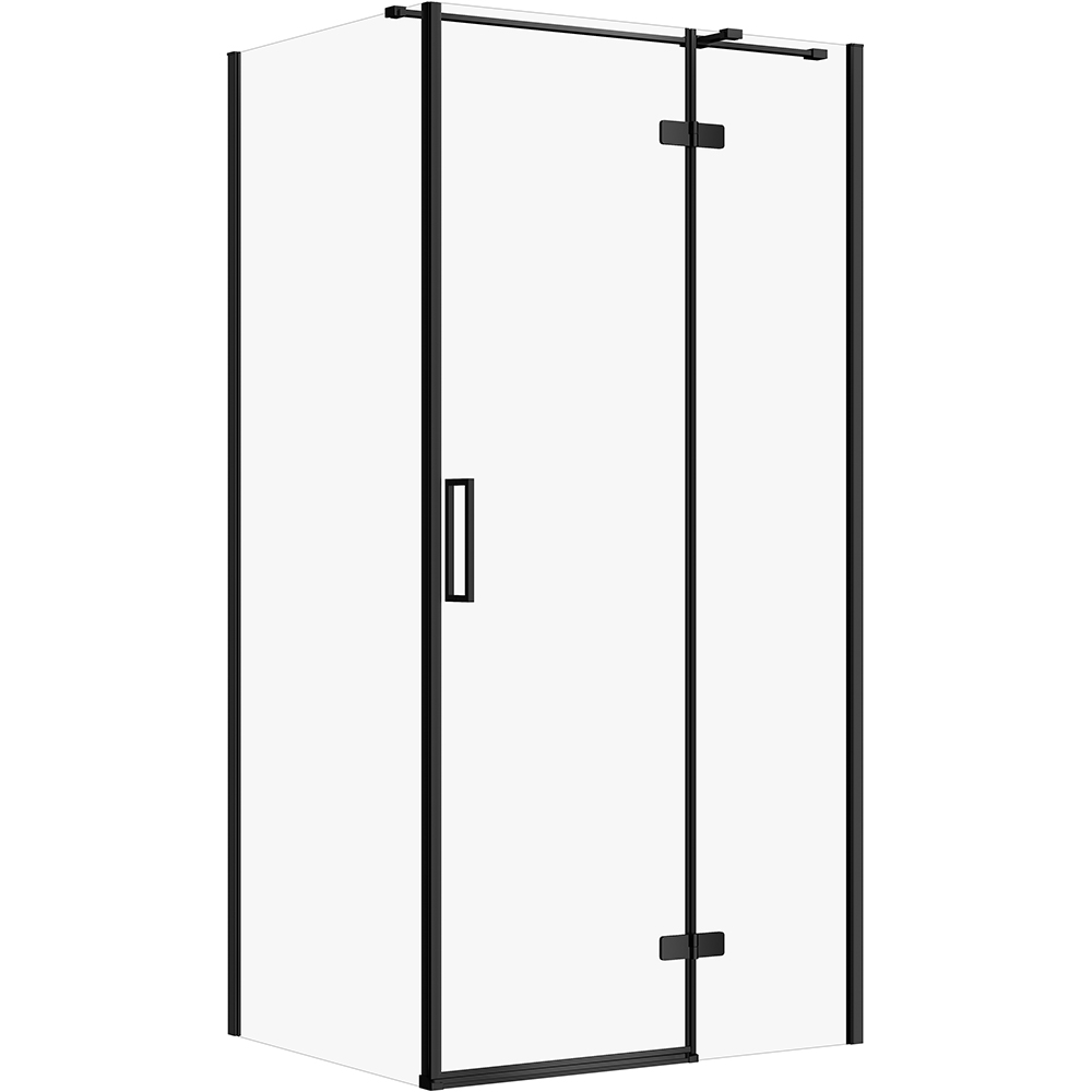CERSANIT JOTA rechteckige Duschkabine 100x80 rechts schwarz, transparentes Glas S160-033