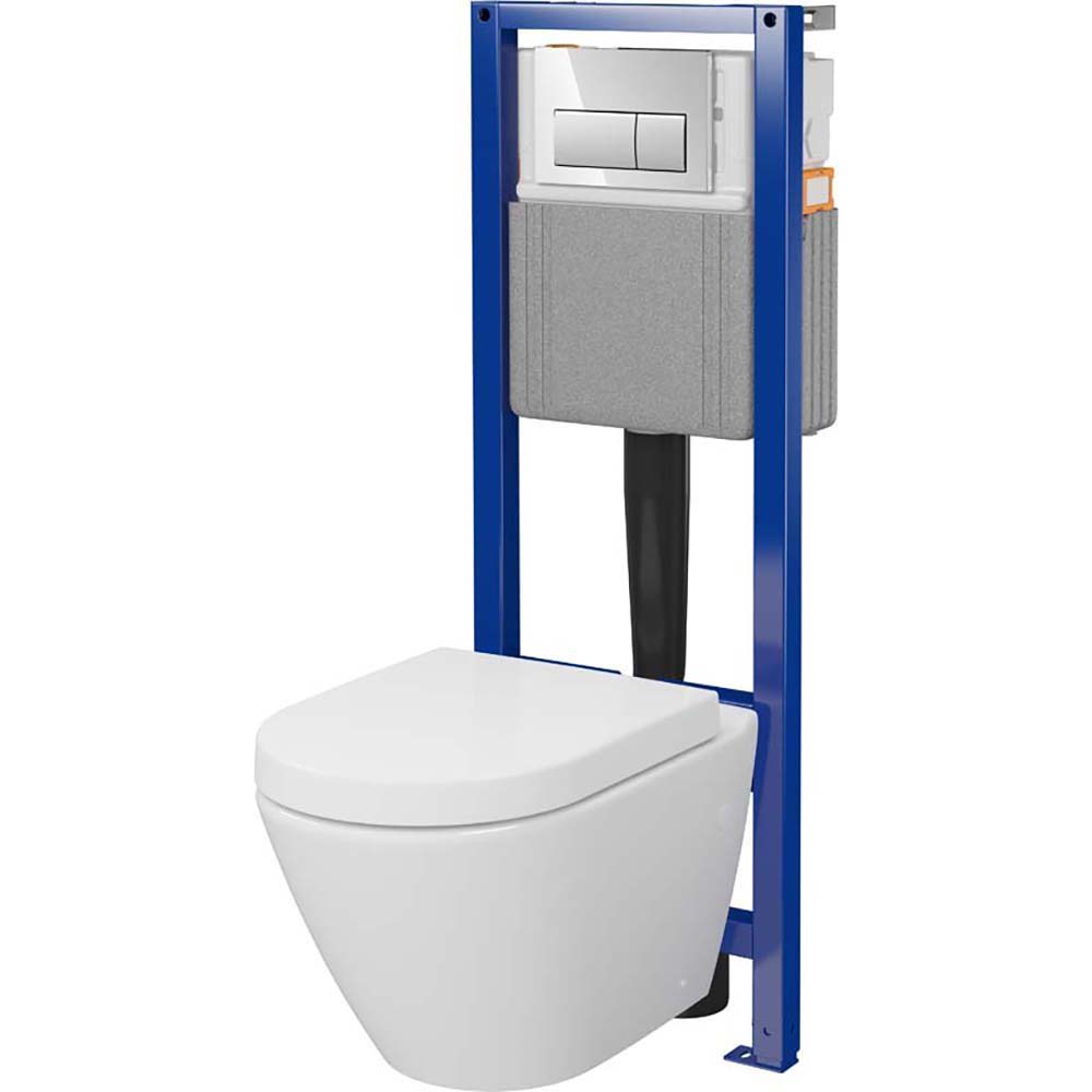 CERSANIT MITO Unterputz-Set MESTO OVAL SYSTEM 40 mechanisch mit Becken, Sitz und Knopf S701-831