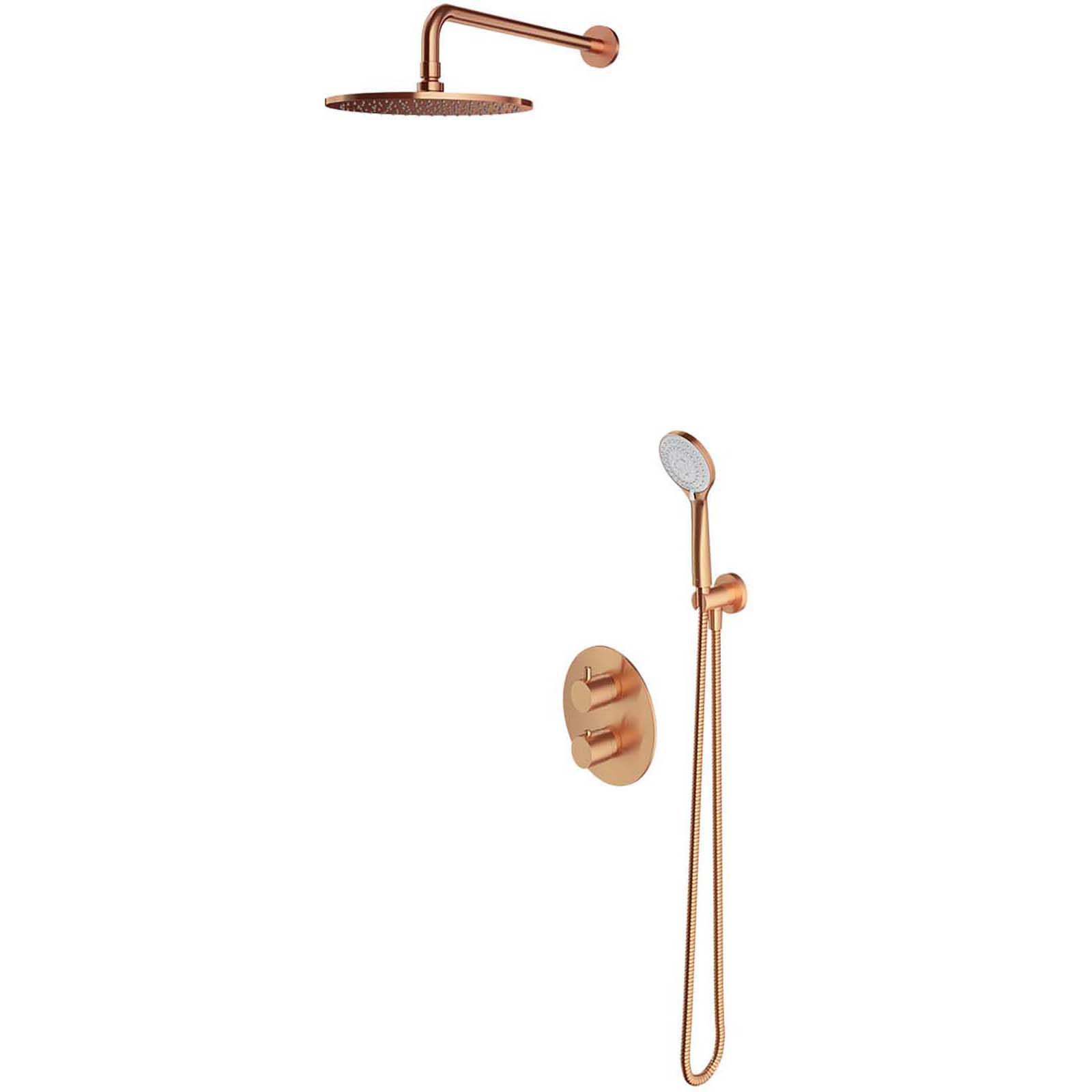 OMNIRES Thermostatisches Duschsystem Y bündig montiert, mit Kupfer gebürstet SYSYT05CPB