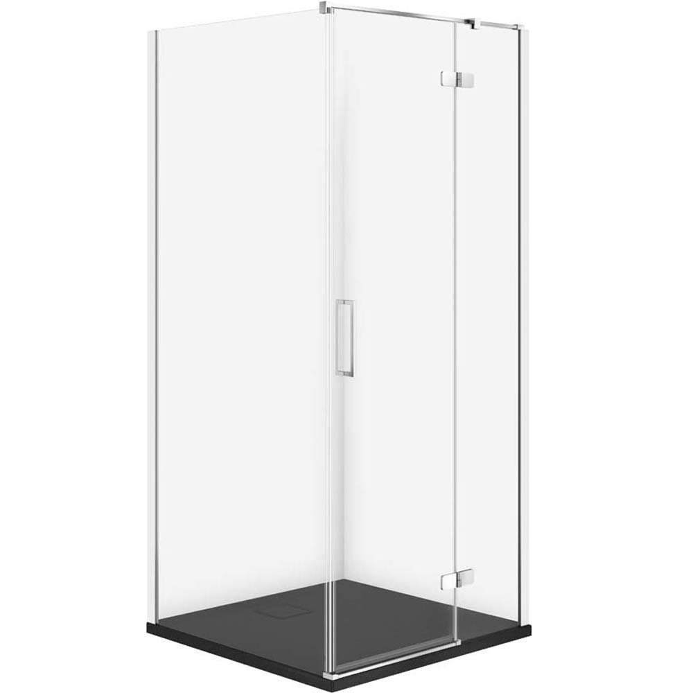 CERSANIT JOTA Duschkabine rechts chrom 90x90 mit Duschwanne TAKO slim schwarz matt S601-328