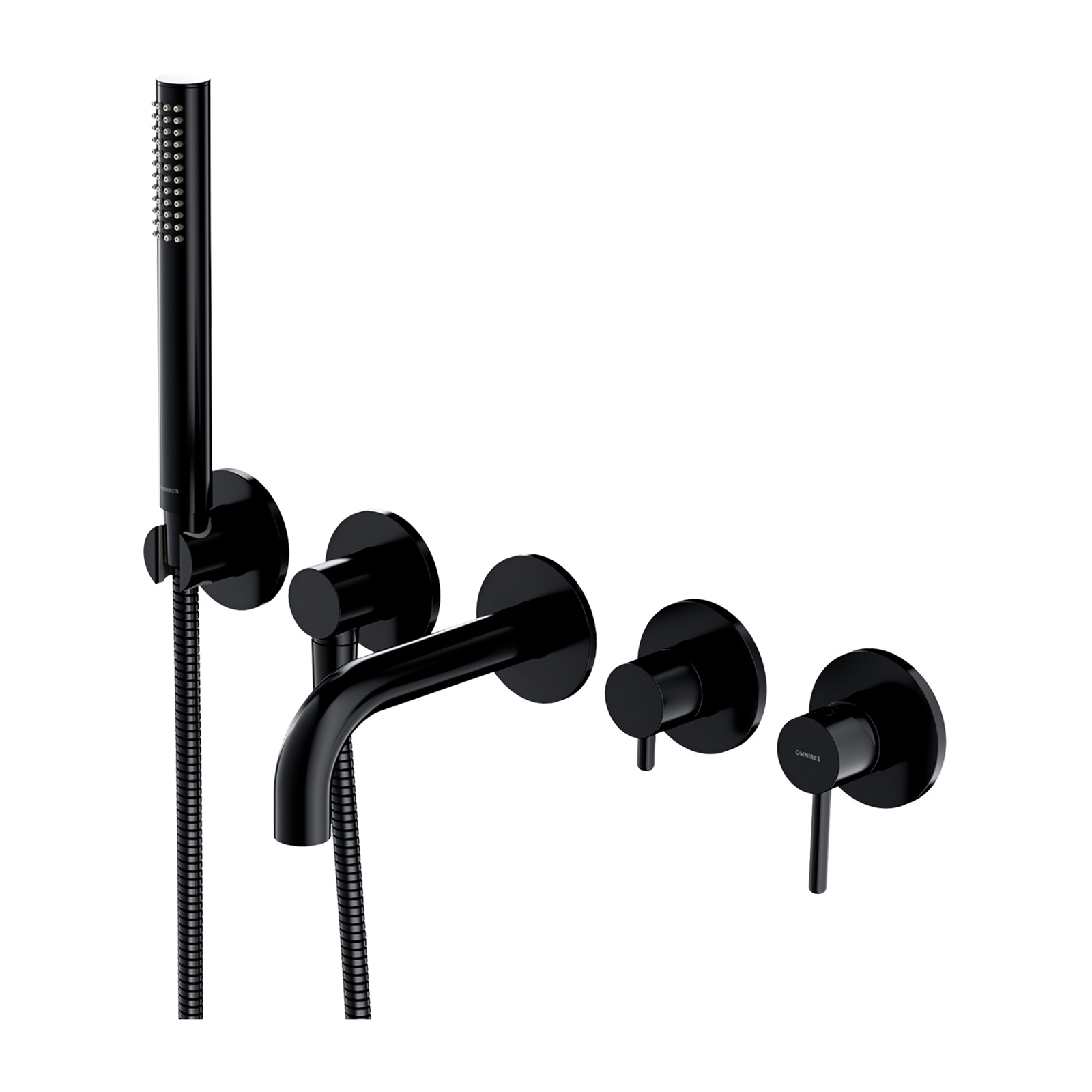 OMNIRES Y 5-Löcher eingebauter Badewannenhahn mit kurzem Ausguss schwarzer halbmatt Y1237-1SBL