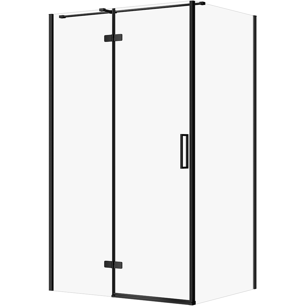 CERSANIT Rechteckige Duschkabine JOTA 120x90 links schwarz, transparentes Glas S160-028
