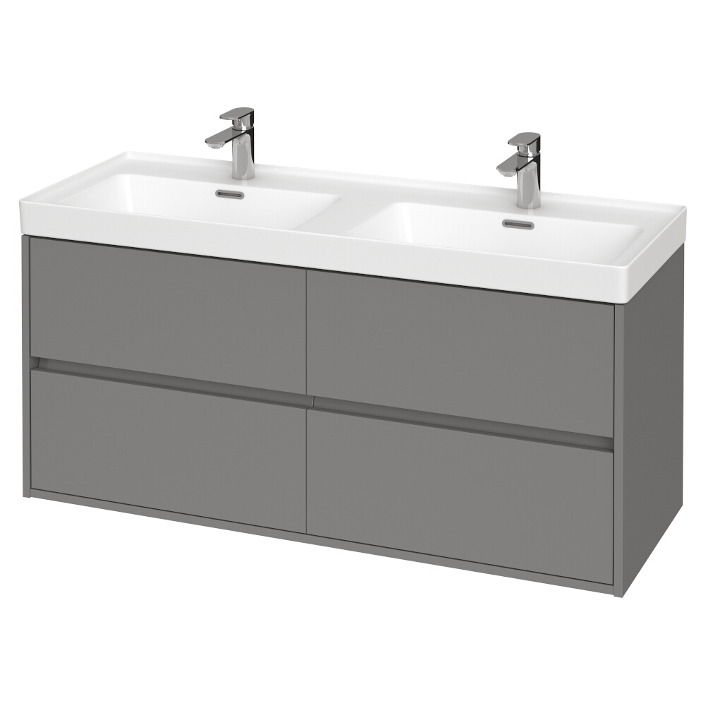 CERSANIT Unterschrank mit Waschtischgarnitur SET b285 CREA 120 grau matt S801-324