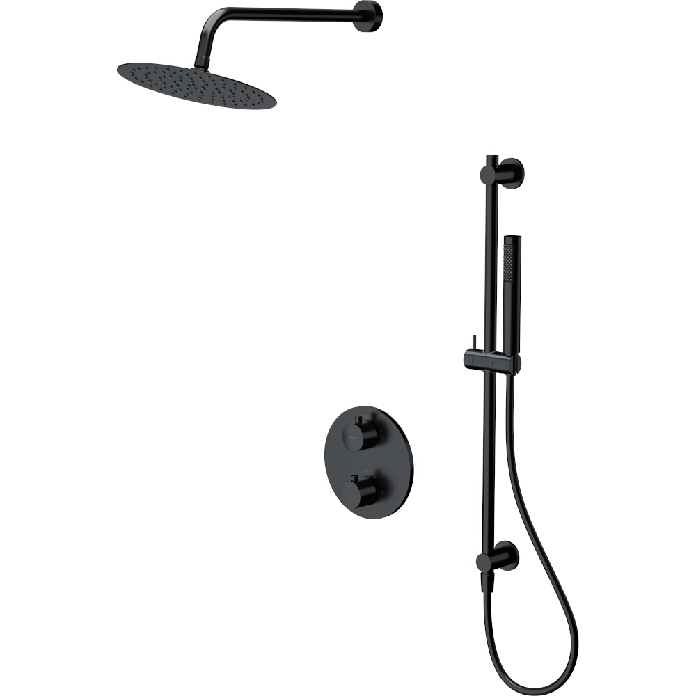 CERSANIT SET B553 Unterputz-Set mit ZEN Badewannen- und Duschmischer Thermostat schwarz S952-033