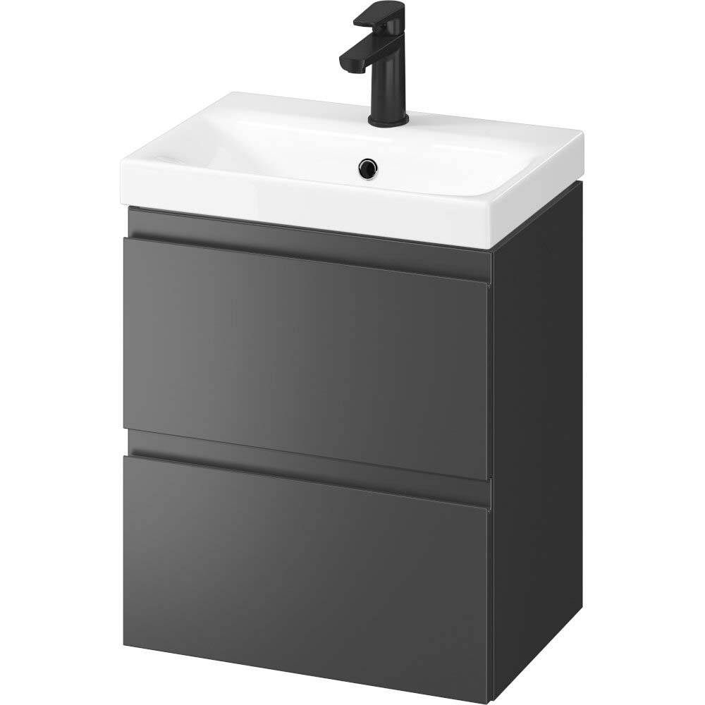 CERSANIT Set:MODUO SLIM 50 Schrank anthrazit mit Waschbecken zur SelbstmontageS801-470-DSM