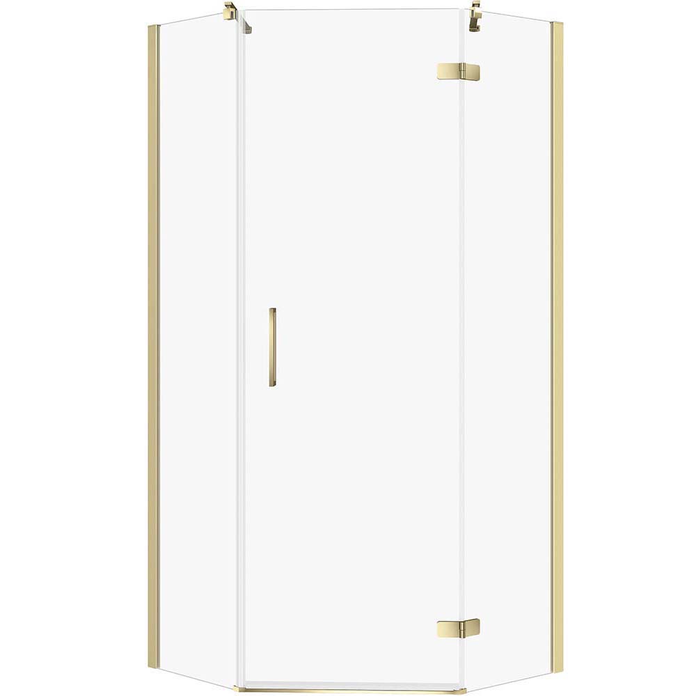 CERSANIT Fünfeckige Duschkabine JOTA rechts 90x90 gold, transparentes Glas S160-019