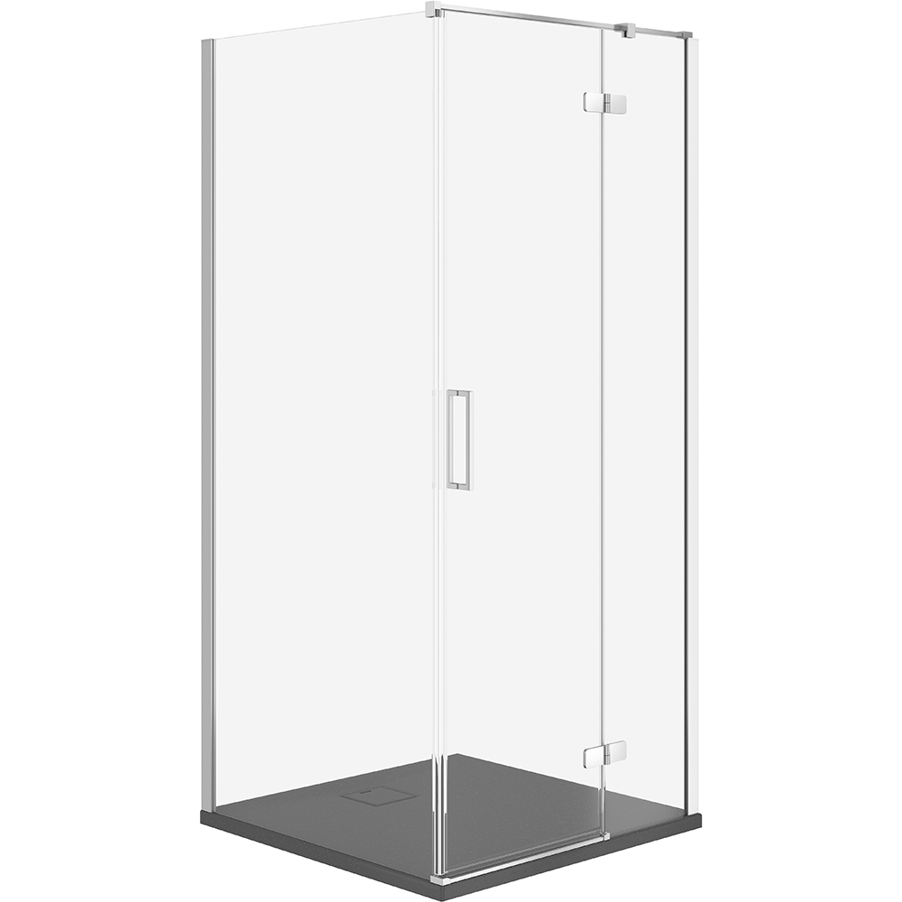 CERSANIT JOTA Duschkabine rechts chrom 80x80 mit Duschwanne TAKO slim grey matt S601-144