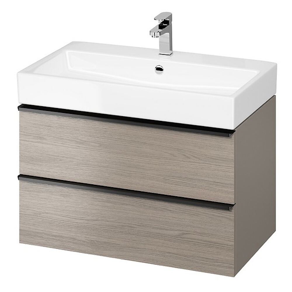 CERSANIT Waschtischunterschrank VIRGO 80 grauer Griff schwarz S522-029