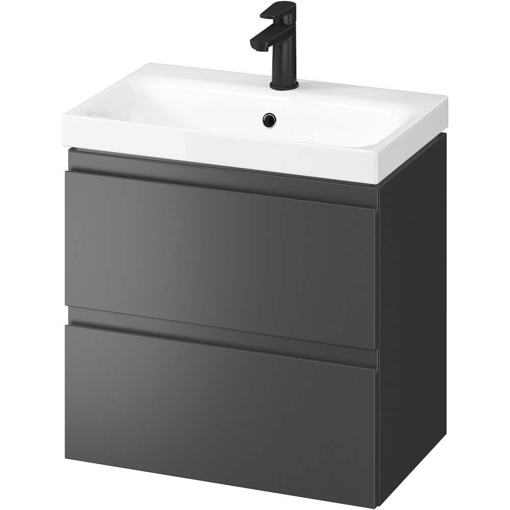 CERSANIT Set:MODUO SLIM 60 Schrank anthrazit mit Waschbecken zur SelbstmontageS801-469-DSM