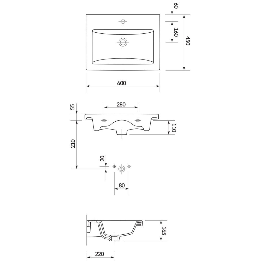 CERSANIT COMO 60x45 Möbelwaschtisch K32-003-BOX | NX04416